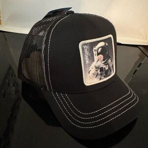 Black Astronaut Patch Trucker Hat